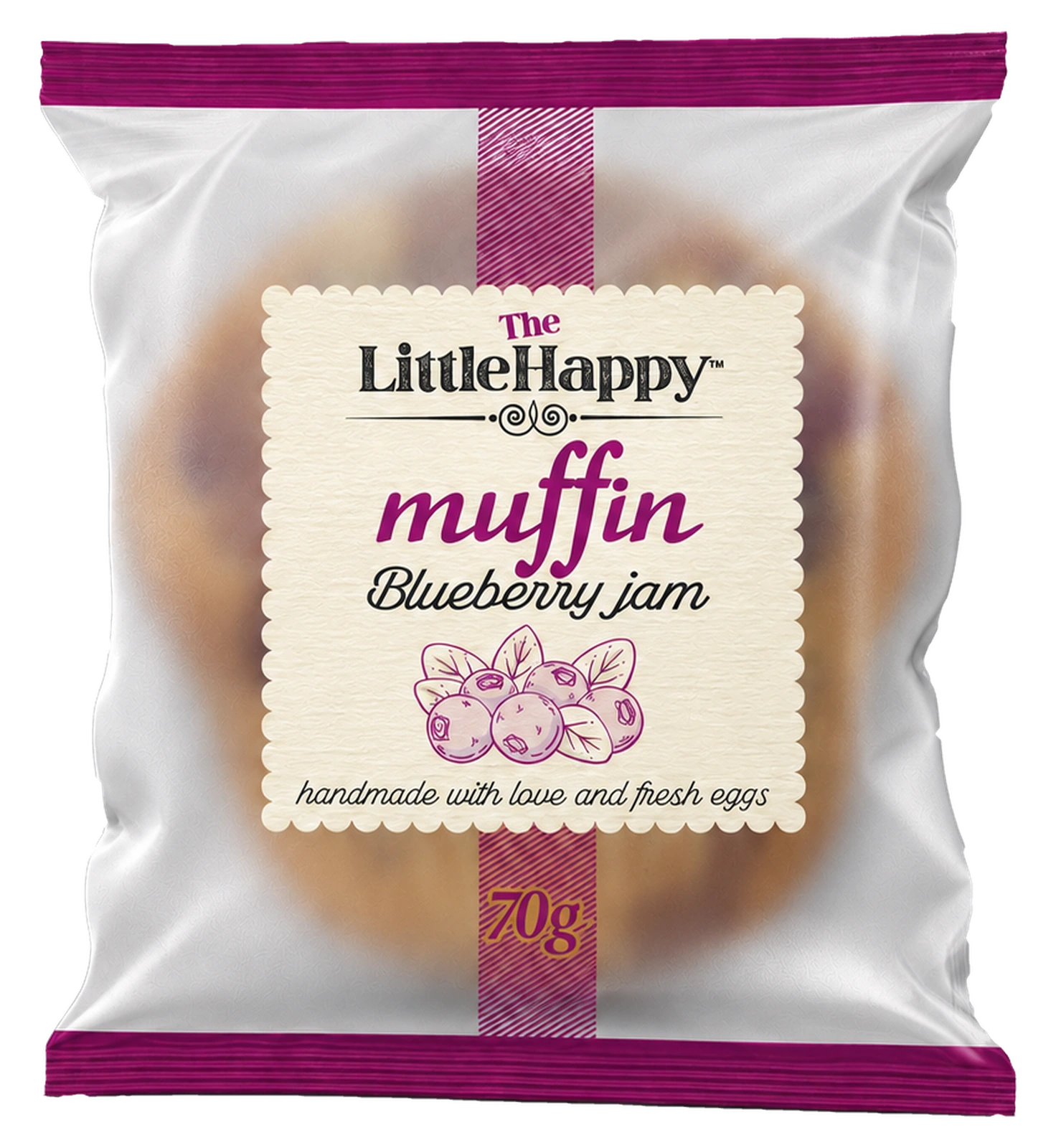 The Little Happy Bakery Blueberry Jam Muffin packshot.