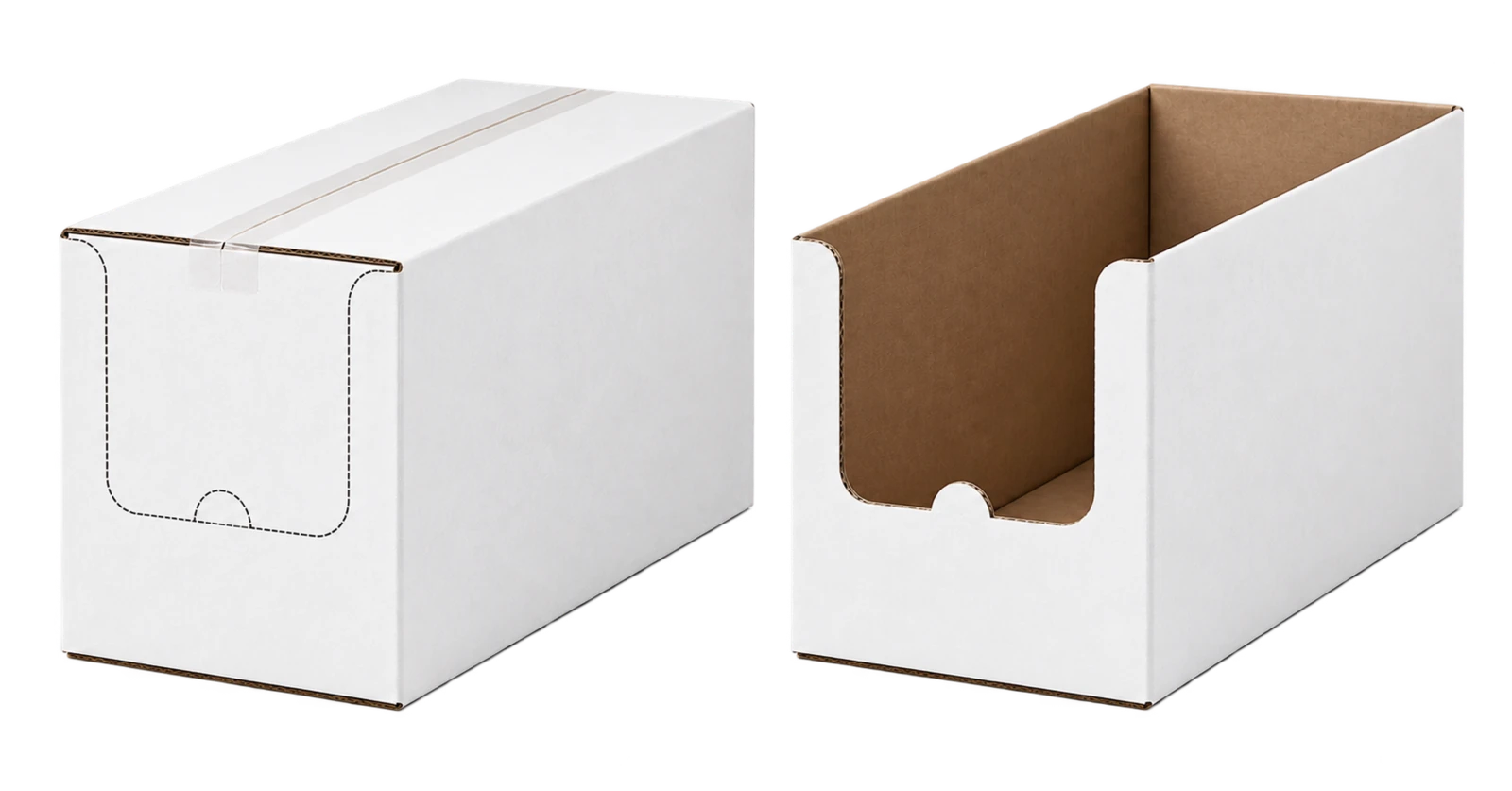 Unprinted closed box and open shelf-ready tray for Mini Donuts and 3 × 60 g Multipacks
